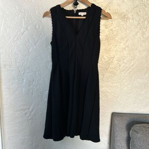Rebecca Taylor Black Textured Scallop Detail Fit Flare Dress*